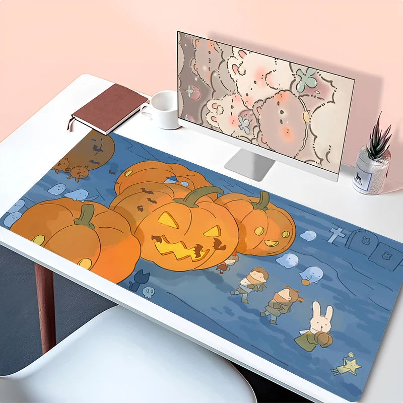 Pink Mousepads Cute Mousepad Kawaii Anime Girl Large Halloween Mouse Mat Desk Pad Non-Slip Rubber Mouse Pad Keyboard Rug Laptop