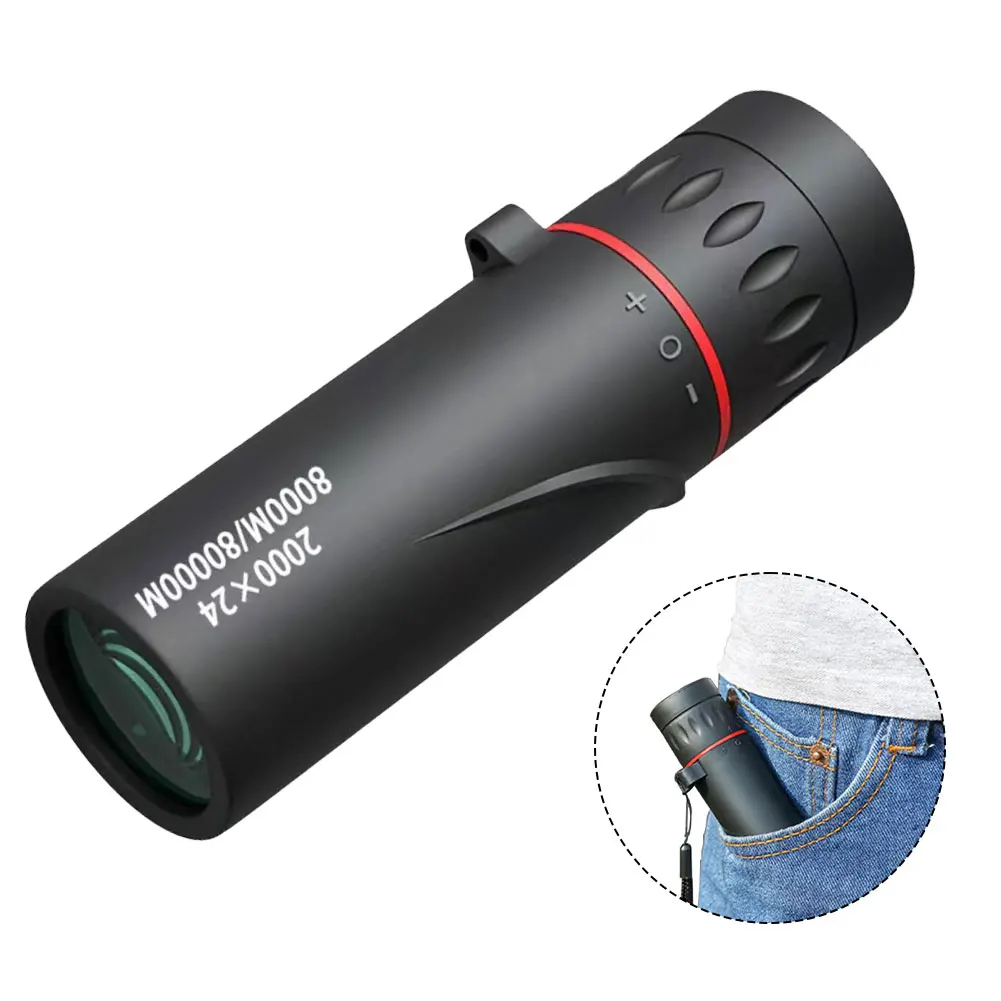 

For Outdoor Enthusiasts Mini Waterproof Telescope With Phone Holder 2000x24 Optical Monocular Black