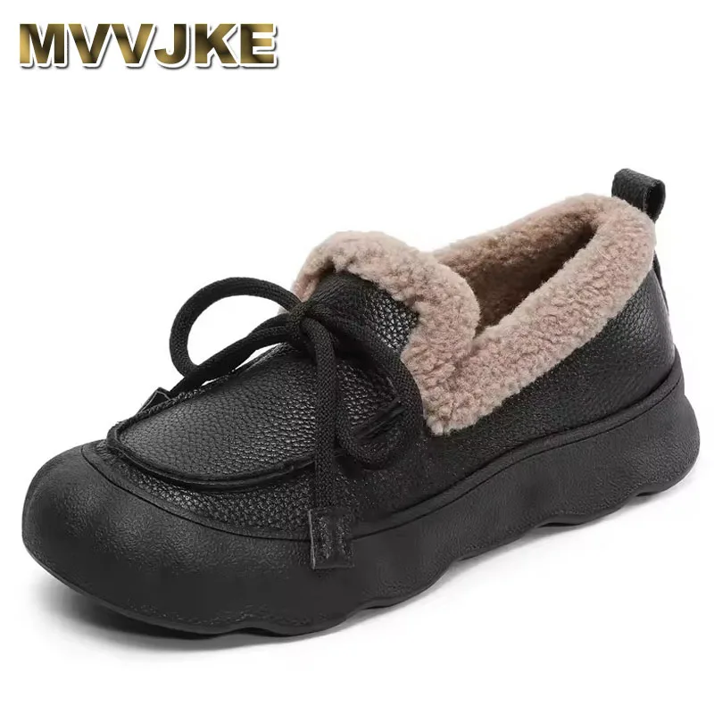 

Top Layle Cowhide Cotton Shoes Winter Flats Temperament Elegant Warm Snow Shoes Flat Thick Sole Women Trendy Shoes