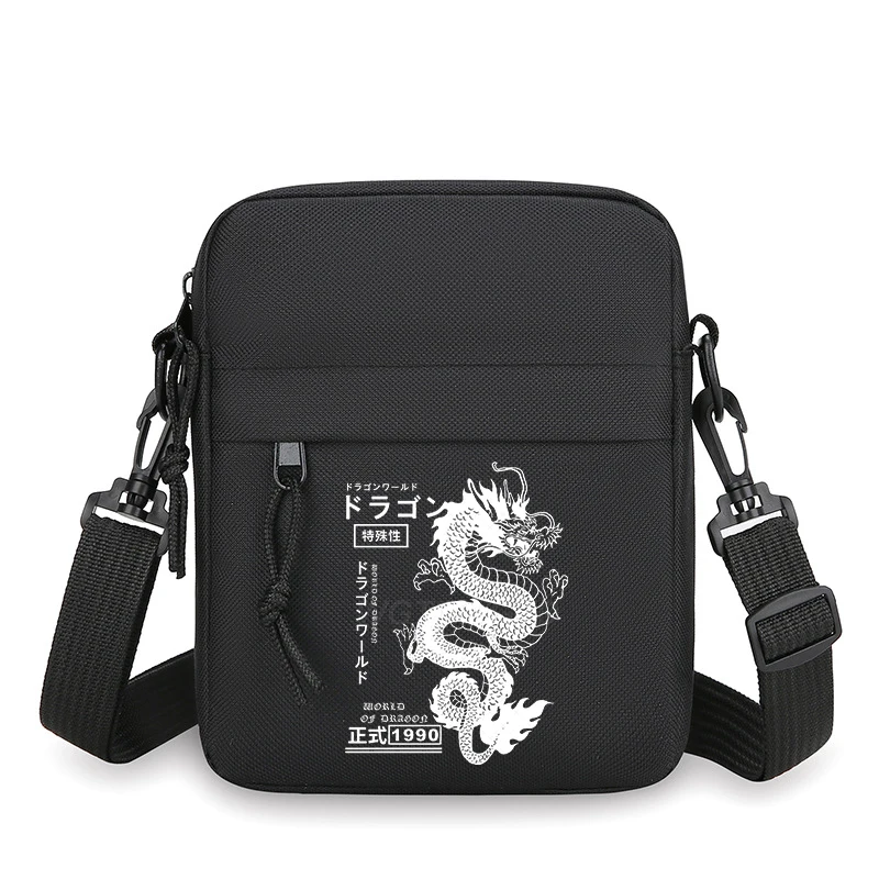 Men's Shoulder Bag Japanese Style Vintage Dragon Small Crossbody Bags Man Fashion Zipper Mini Mobile Phone Bag Fun Messenger Bag