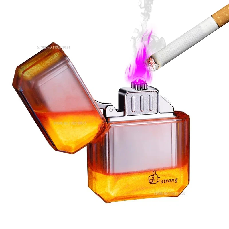 ولاعة كهربائية مزدوجة القوس ، ولاعة مقاومة للرياح ومقاومة للماء ، مضيئة ، رمال متحركة ، دخان ، إكسسوارات هدايا عيد الميلاد ، خارجية ، جديدة ، #1