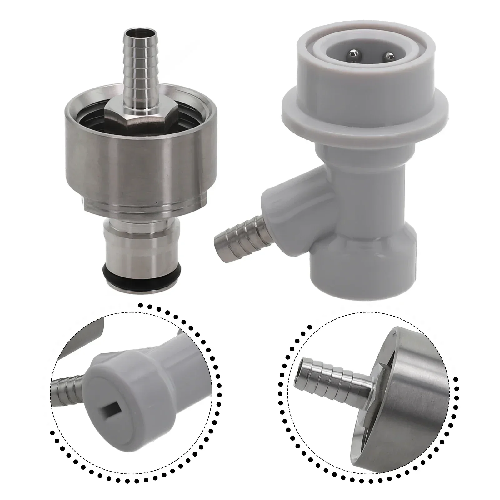 Stainless Steel Carbonation Cap Ball Lock Keg Post With 5/16'' Barb For Homebrew Soda-Drink PET Bottles Beer Brewing