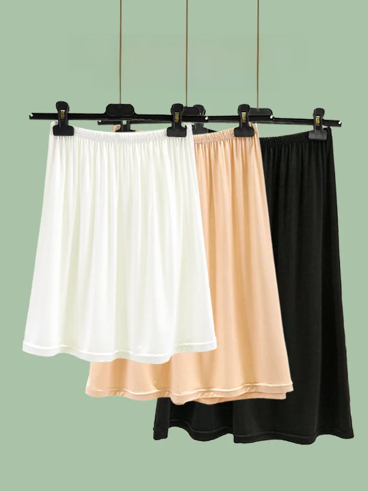 

High Waist Modal Skirt Women's Summer Thin Casual White ort Skirt Underdr A-Line Skirt Pure Color Versatile Sle