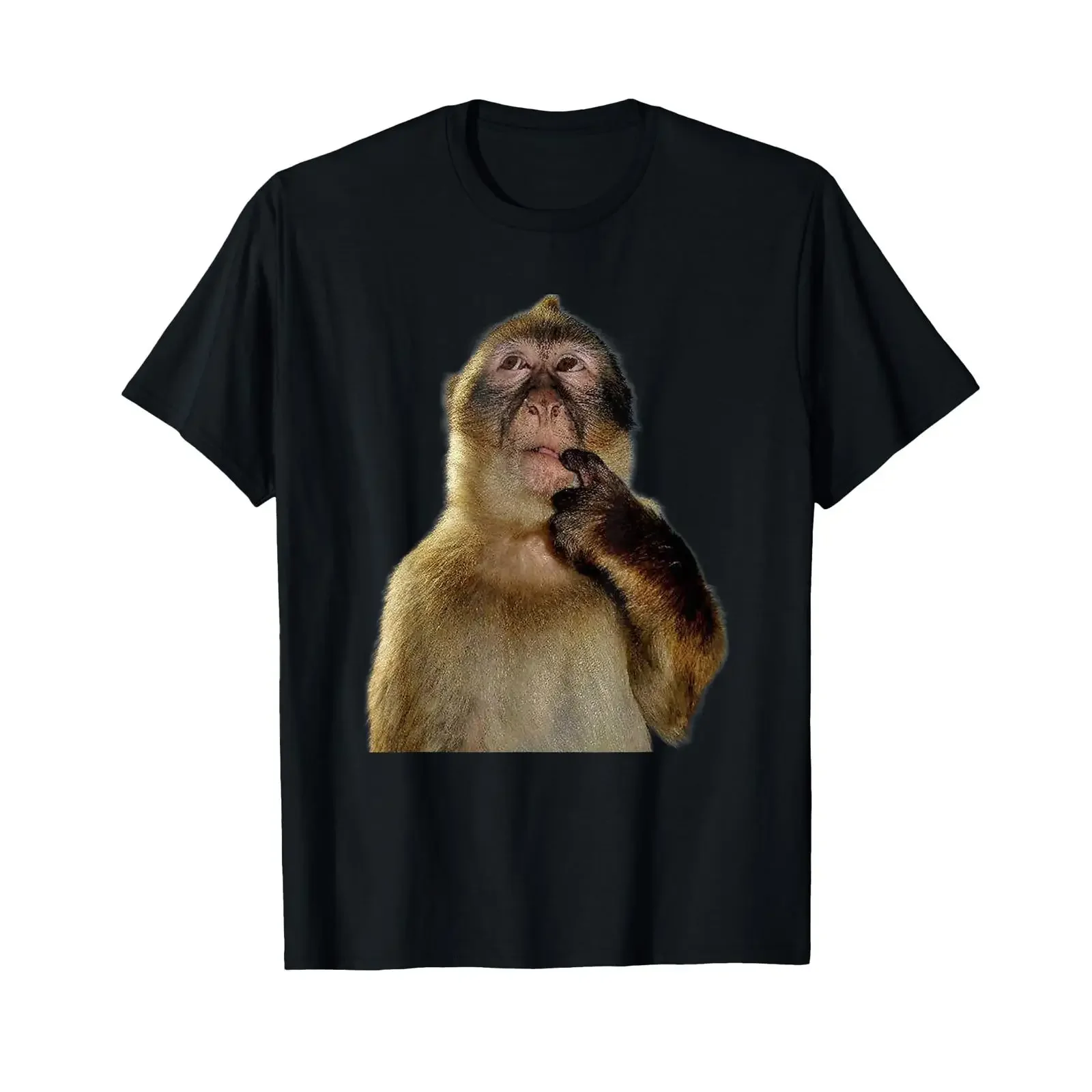Thinking Monkey Meme T Shirt vintage Washed Unisex Versatile homme Stylish Casual fashion Comfortable Top For Everyday Wear