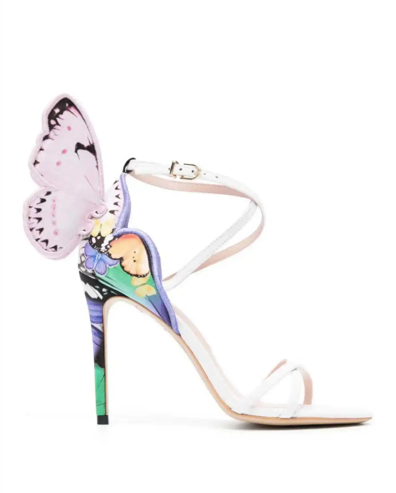 

Metallic embroidered Ladies Shoes Butterfly Wings Stiletto Sandals Women Party Wedding High Heels Pointed Toe Ankle Strap Pumps