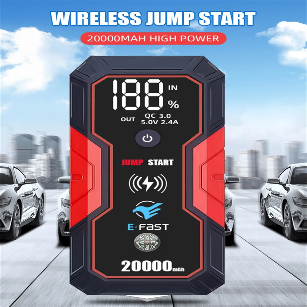 

20000mAh Car Jump Starter Emergency Power bank 800A Portable battery charger 12V Truck 3.0L/5.0L Auto Booster Starting Device