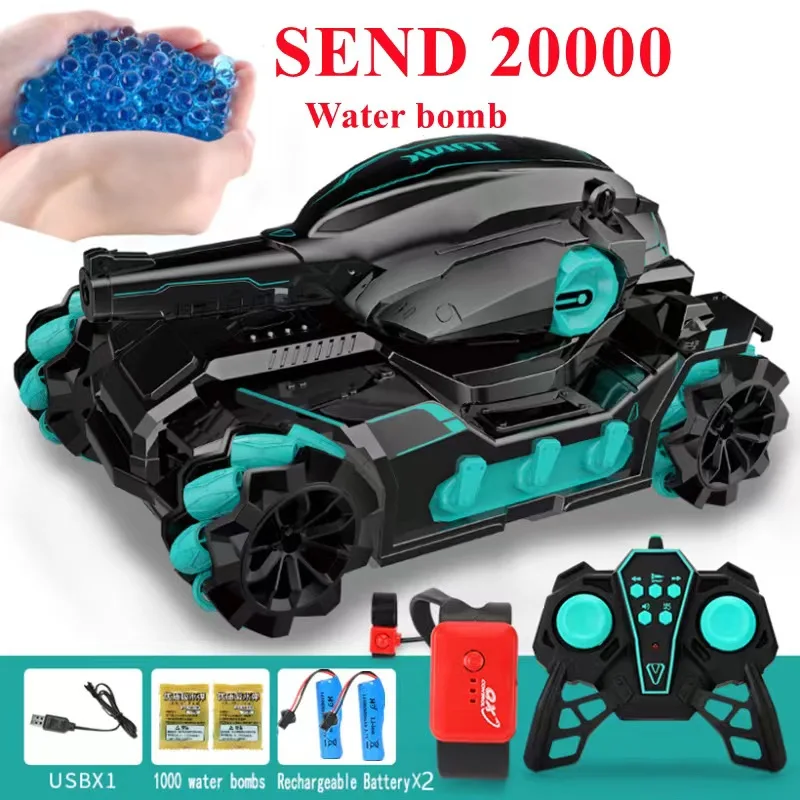 RC Car 4WD 2.4G Water Bomb Tank Gesture Radio Remote Controlled Shooting Competitive 360°Stunt Drift Off-road Car Kids Toy Gifts