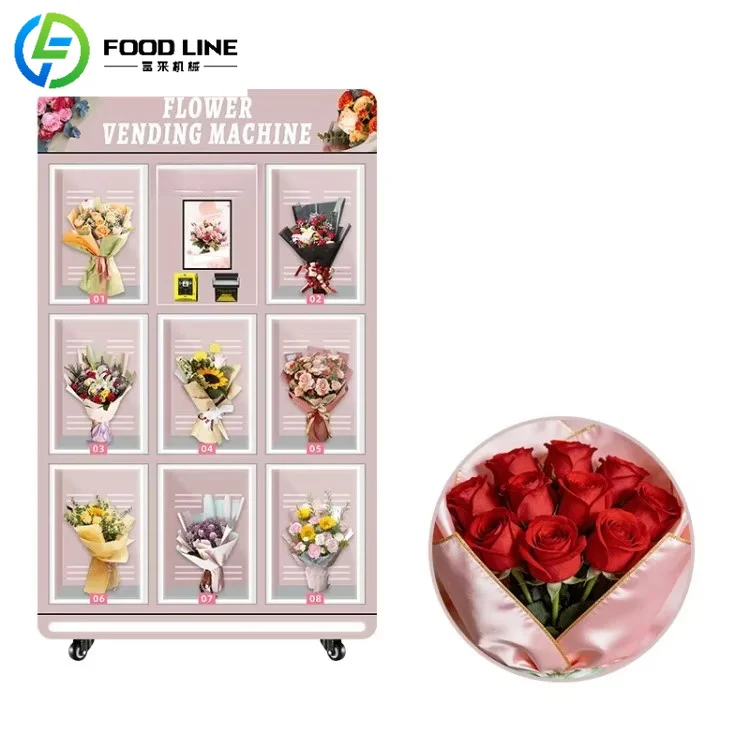 FOODLINE Flower Vending Machine Full Automatic Flower Retail Kiosk For Railway Station Passenger Gift Flower Business