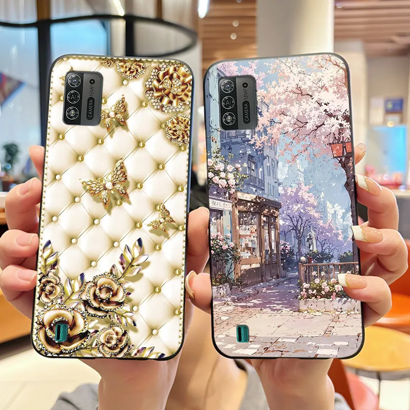 Funda de teléfono para ZTE Blade A52 Lite Jelly, funda negra suave, nuevo diseño, patrón de astronauta, carcasa de cielo azul, carcasa ZTE Blade A52 Lite