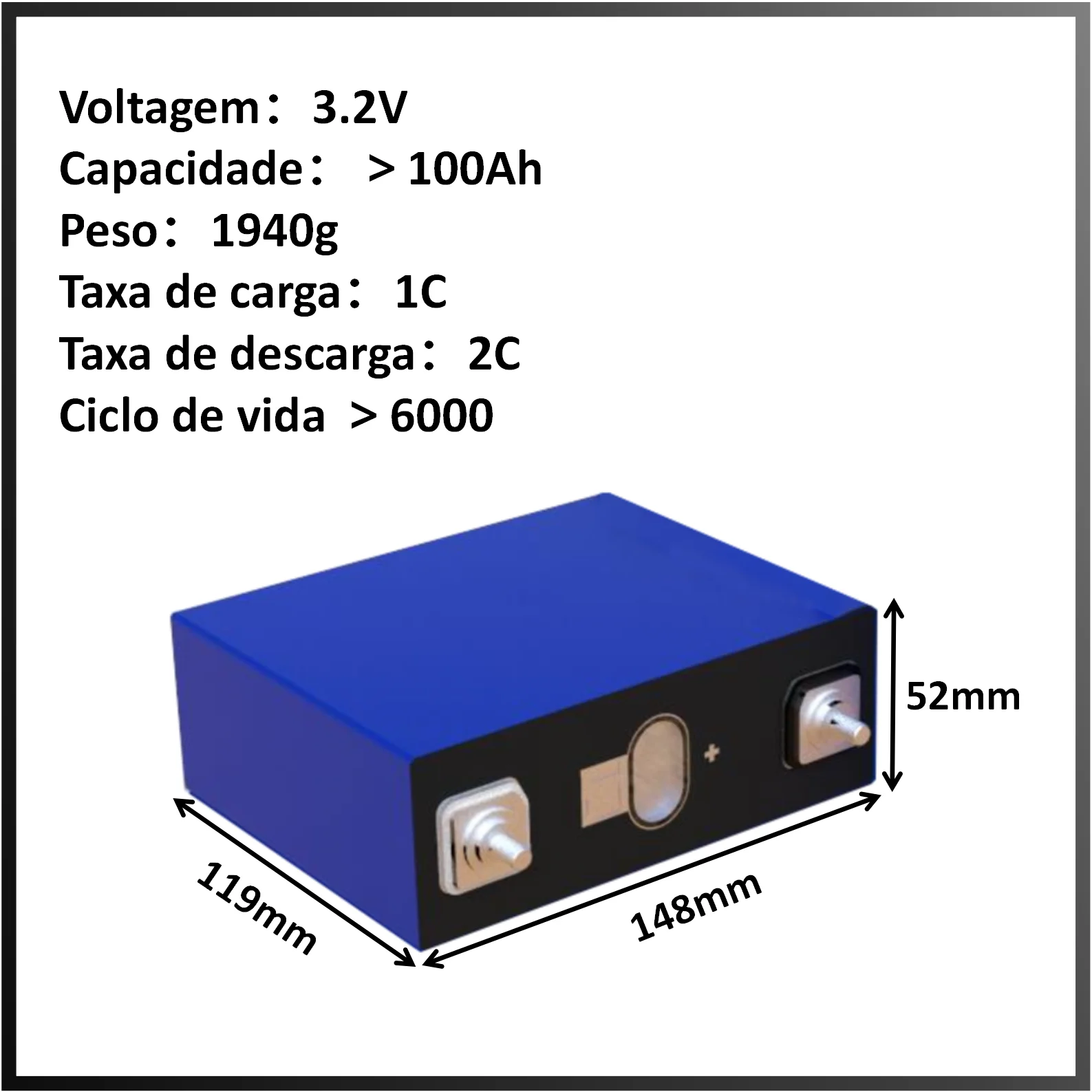 BR Brazil Warehouse Grade A 12V 100AH LiFePO4 Battery 3.2V 100Ah Lithium Iron Phosphate Battery 105Ah for Solar Energy Storage