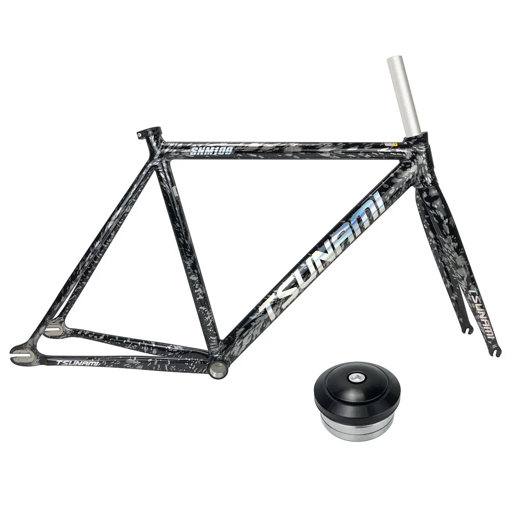 

Single Speed Road Bicycle 700C Fixie Mountain Bike Frame with Aluminum Alloy Front Fork Disc Brake Track Bicycle Fixed Gear