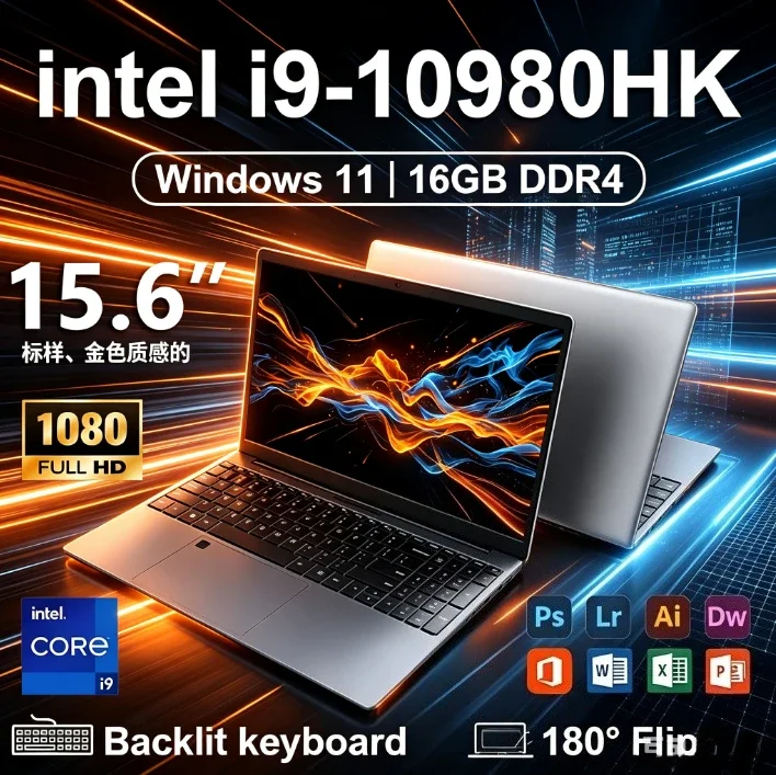15.6' Intel Core I9 10980HK Windows 11 Pro Laptop Computer 32GB RAM 512GB 1TB 2TB SSD Portable Notebook PC Office Study Laptops