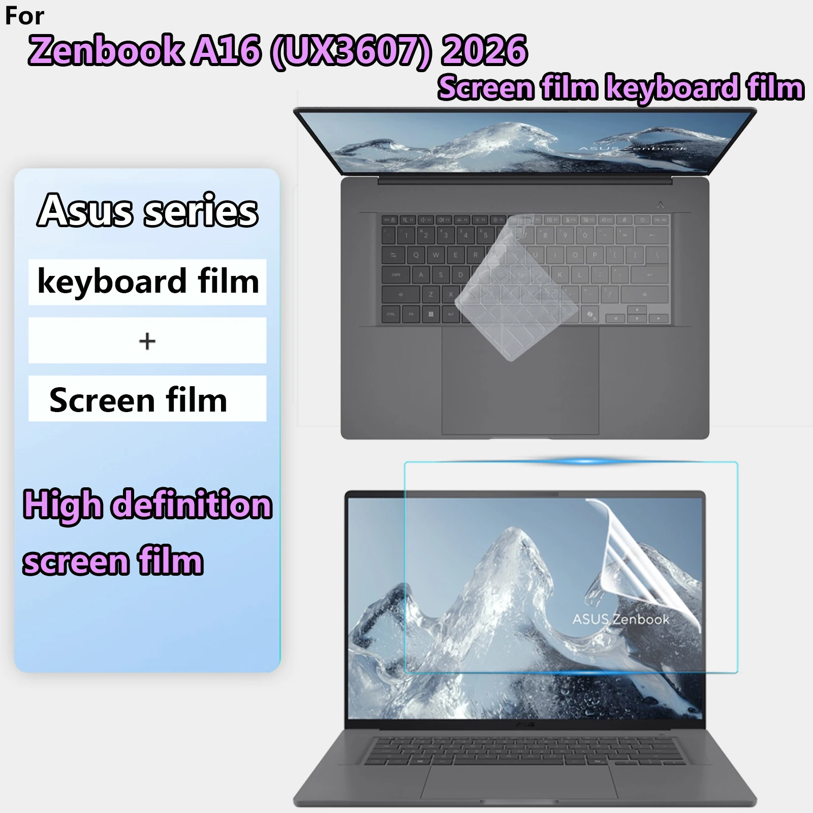 For ASUS Zenbook A16 (2026) Keyboard film 16-inch UX3607QA notebook UX3607OA high-definition screen protector tempered film