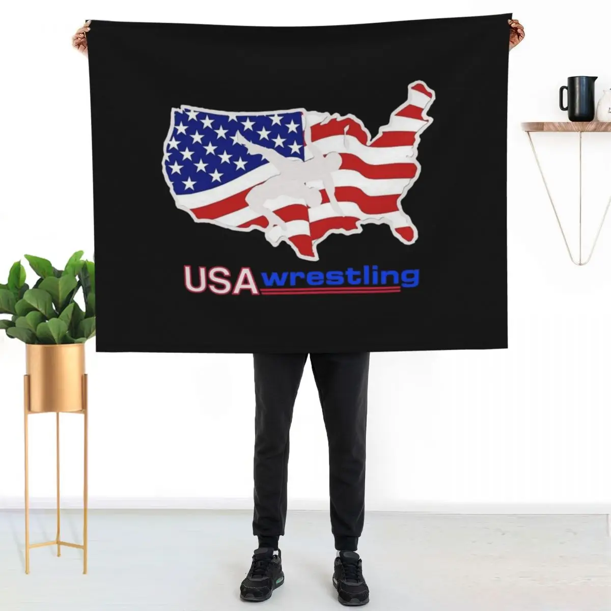 Terrific USA Wrestling Design Throw Blanket for sofa Travel Decoratives Baby Decorative Sofa Single Blankets
