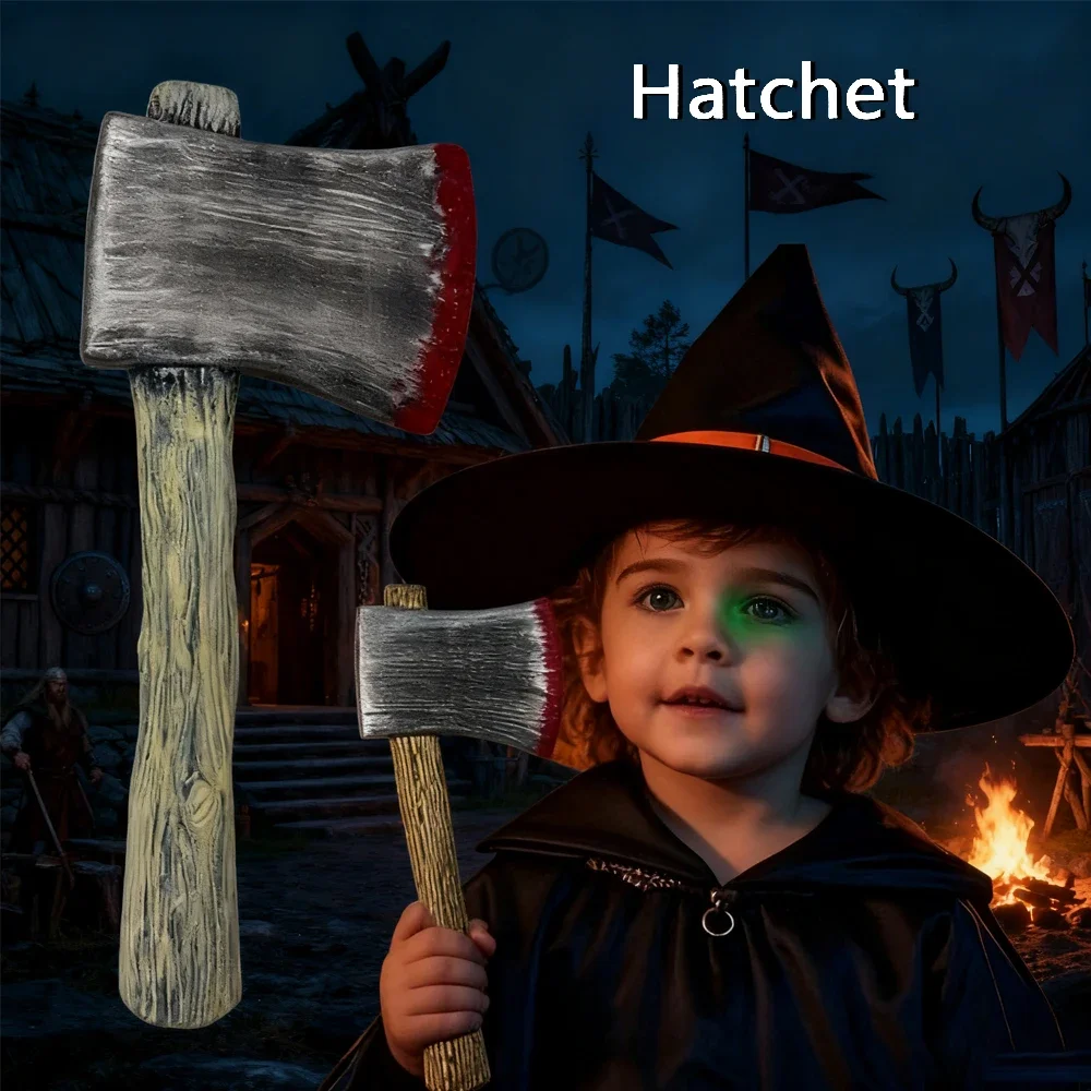 مجموعة سكين لعبة بلاستيكية للهالوين وفأس معركة القراصنة أسلحة تنكرية واقعية لتزيين الحفلات المخيفة وإكسسوارات الأزياء التنكرية
