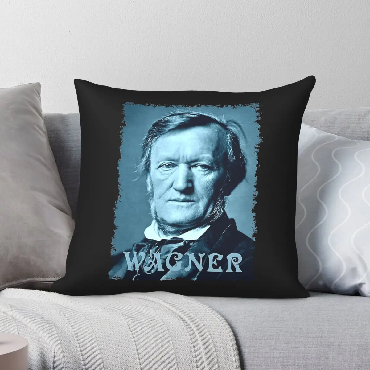 Richard Wagner German Compose Pillowcase Polyester Linen Velvet Pattern Zip Decor Bed Cushion Case