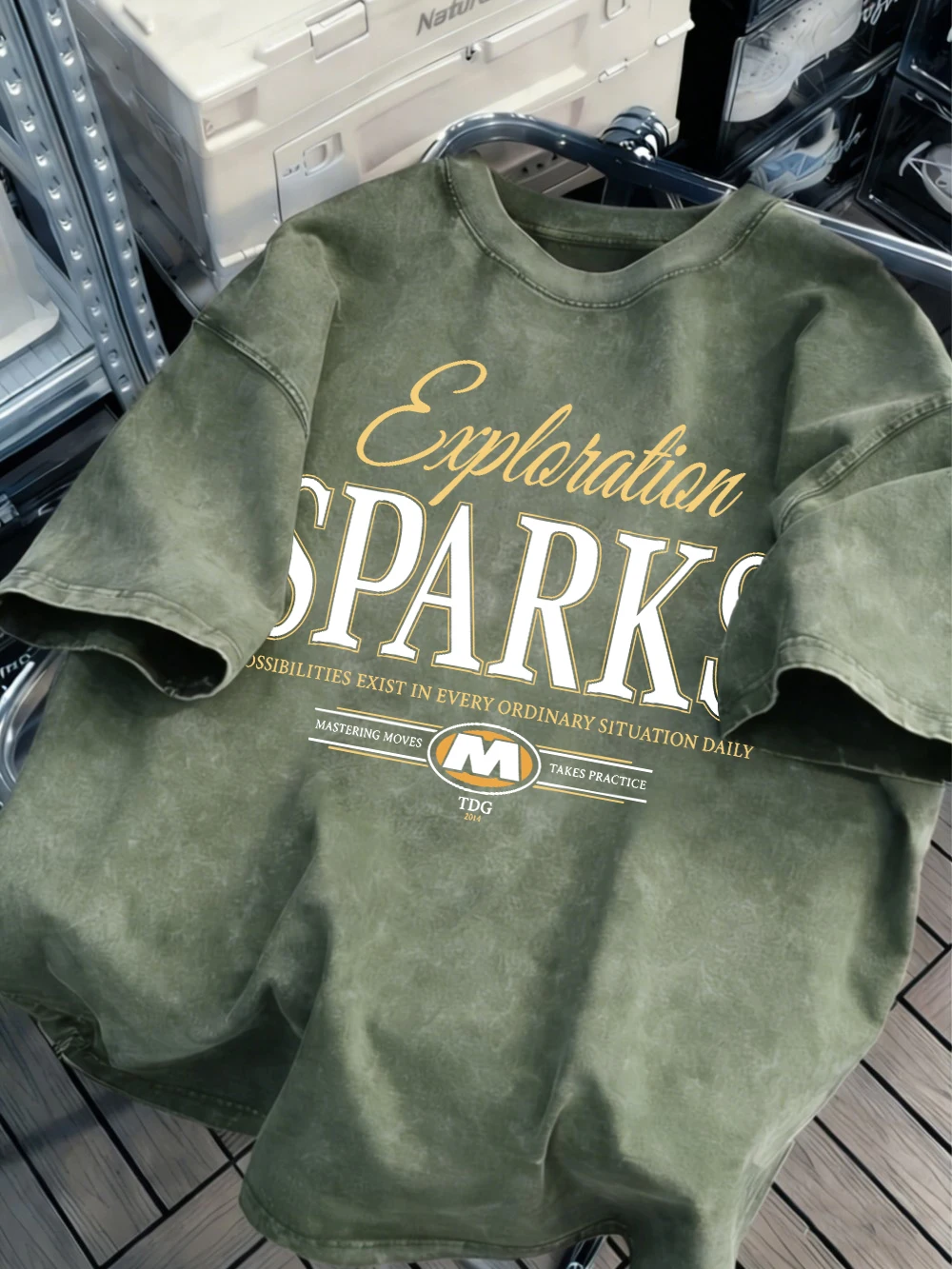 Exploration Sparks Printing Washed T-Shirts Women Cotton Oversize Streetwear O-Neck Comfortable Distressed Tops Summer Clothes