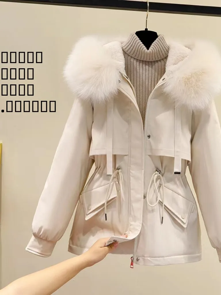 

Women's Winter Thiened Fce Lined down Parka Coat Korean Sle Loose Fit Long Sve Zipper Closure Hooded Jaet