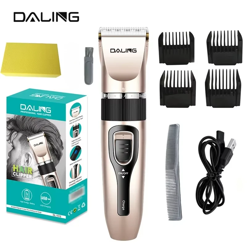 DALING DL-1512 USB rechargeable high-power electric hair clipper, professional cordless men's hair clipper Hair cutting machine