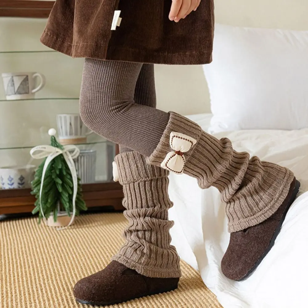 Cute Thickened Leg Warmers for Girls Knitted Keep Warm Mid-Calf Sock Lolita Comfortable Children's Socks Autumn and Winter