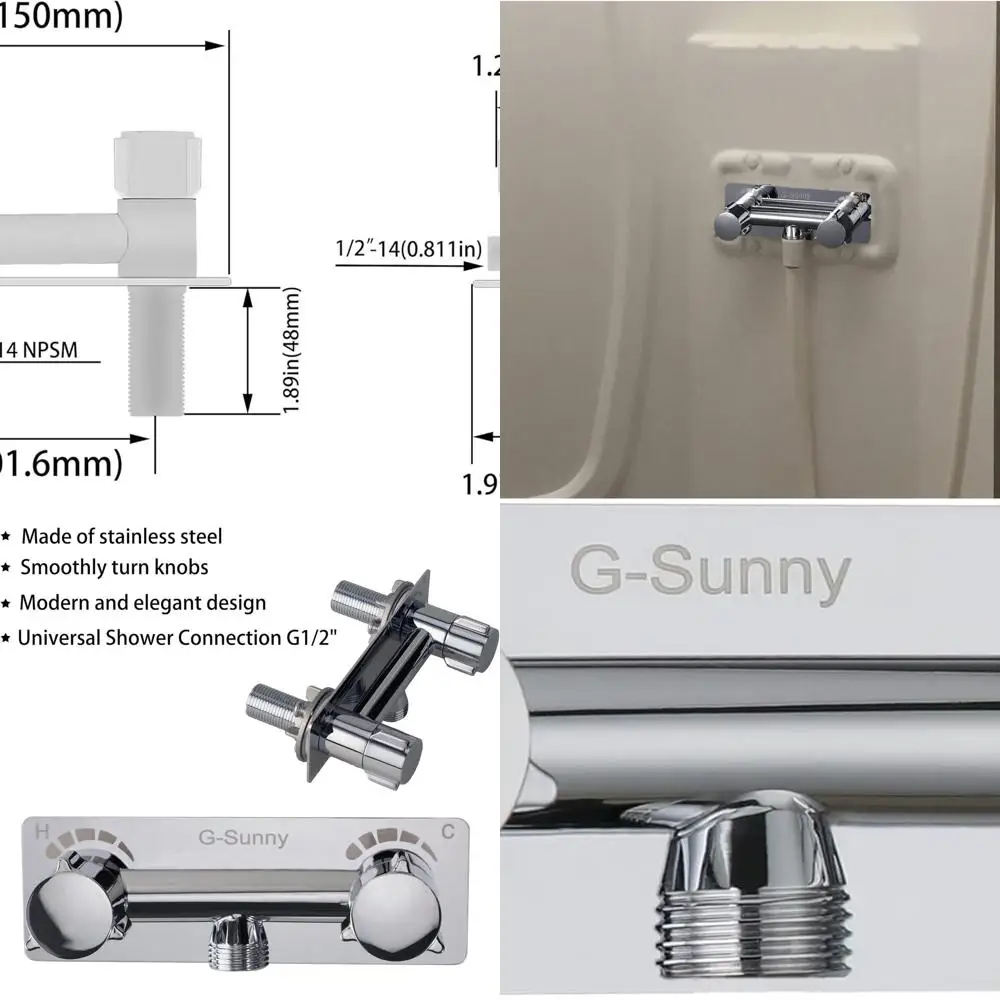 

4 RV Shower Diverter Valve for Indoor & Outdoor Showers - All-Metal Camper Faucet