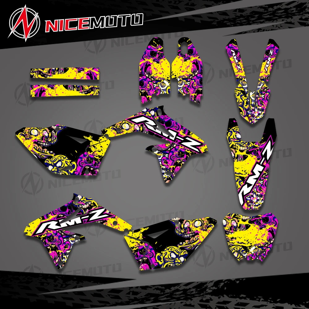For Suzuki RMZ 450 RM-Z 2008-2017 Motorcycle Fairing Graphics Background Decals Sticker Customize 2016 2015 2014 2013