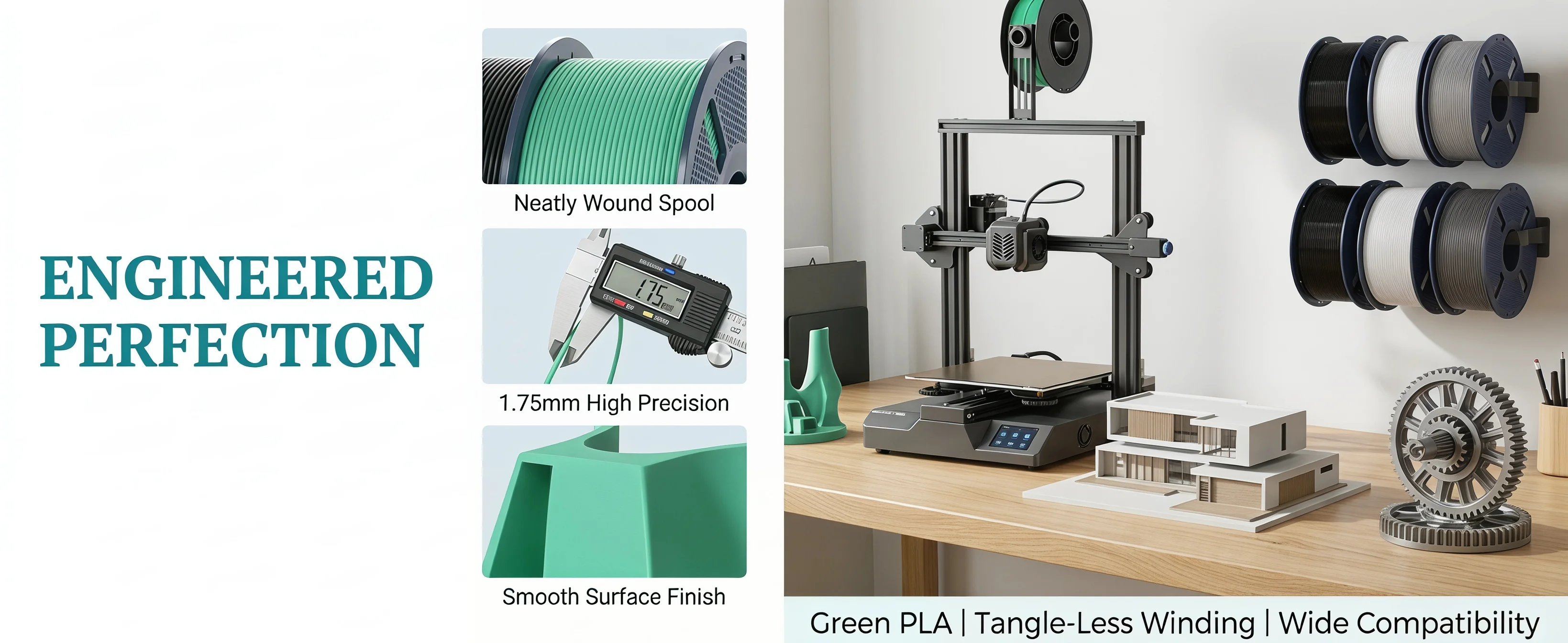 SUNLU PETG Filament 10kg 1,75mm 1 Rolle/kg (2,2lbs) Für 3D-Drucker Wiederverwendbare Spule Sorgfältig Gewickelt Glatter Druck – Detail 2