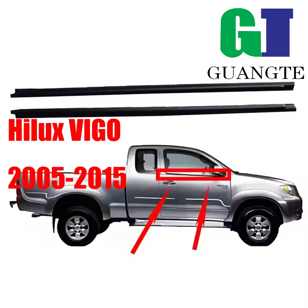 2PCS Black Car rubber Weatherstrip Glass Window Molding Trim Seal Belt Compatible with Hilux VIGO 2005-2015 Decorative