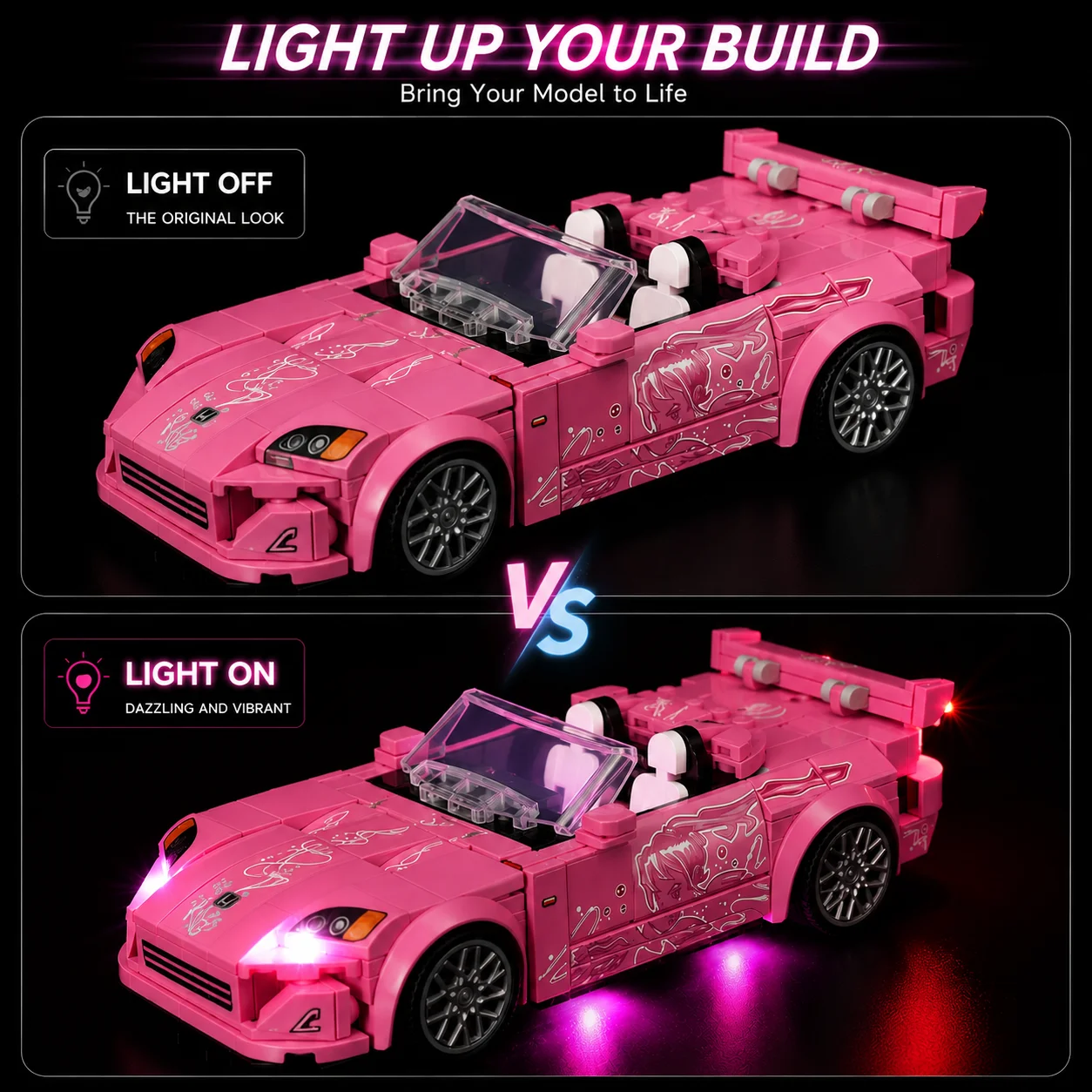 HPROSPER LED Light for Lego 77241 Speed Champions 2 Fast 2 Furious Honda S2000 Building Blocks Model (Building Set NOT Included) view 3