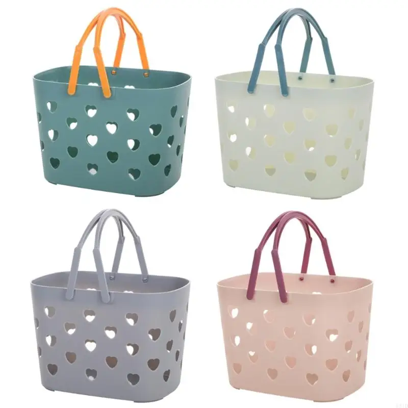 

581D Plastic Storage Basket with Handles Hollow Shower Basket with Holes Bathroom Tote Toiletry Bag Basket