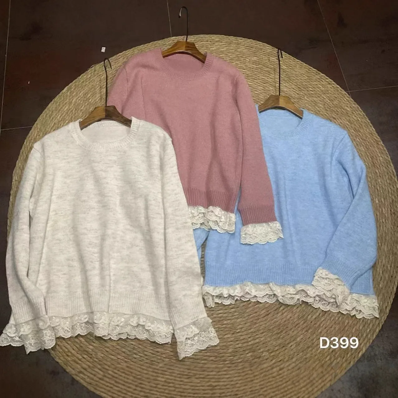 اليابانية الحلو موري فتاة الدانتيل المرقعة محبوك سترة البلوفرات النساء الخريف س الرقبة طويلة الأكمام ملابس تريكو فضفاضة غير رسمية #2