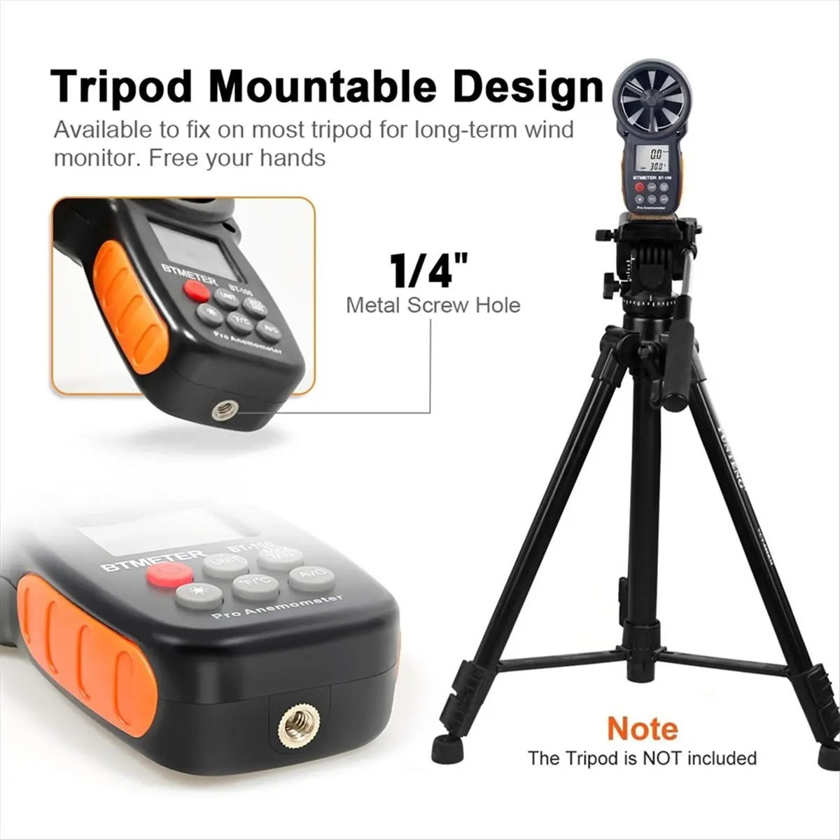 A20I  BT-100 Handheld Anemometer, Digital Wind Speed CFM Meter Gauge Air Flow Velocity Tester for HVAC Drone