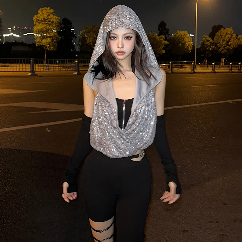 

2025 New Summer European and American Style Hot Girl Unique Niche Street Hooded Top