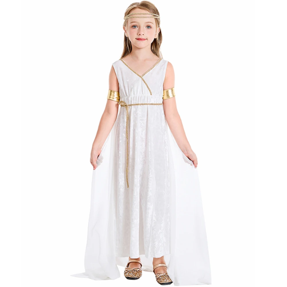 Halloween Griechische Freiheitsstatue Cosplay Römisches Kostüm Prinzessinnenkleid Kopfschmuck Bühnenkostüm-Set Outfits Karnevalsparty-Anzug
