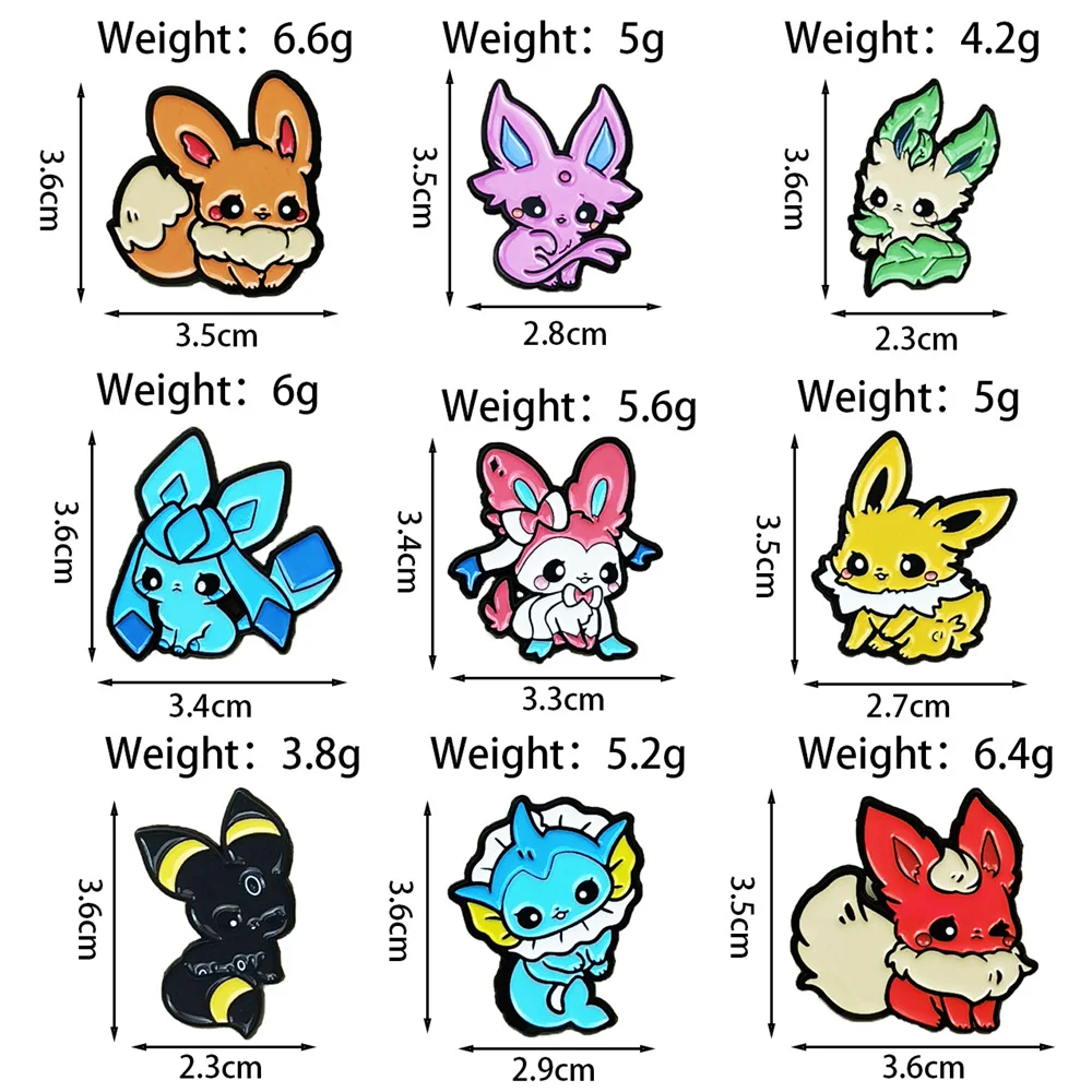 9Pcs Anime Pokemon Lapel Pins Cute Eevee Evolution Enamel Pins Set for Backpacks, Hats, Jackets Perfect Gift for Pokemon Lovers view 3