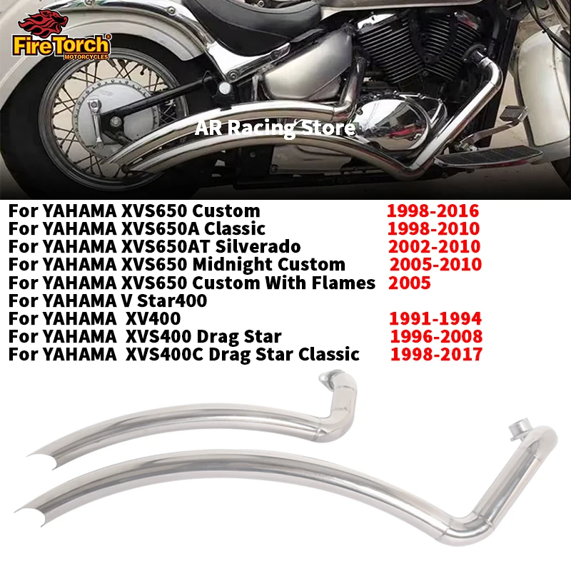 For Yamaha Drag Star V star 650 XVS650 DS650 XVS400 650A DRAGSTAR 400 Motorcycle Exhaust Full System Muffler Silencer Espace