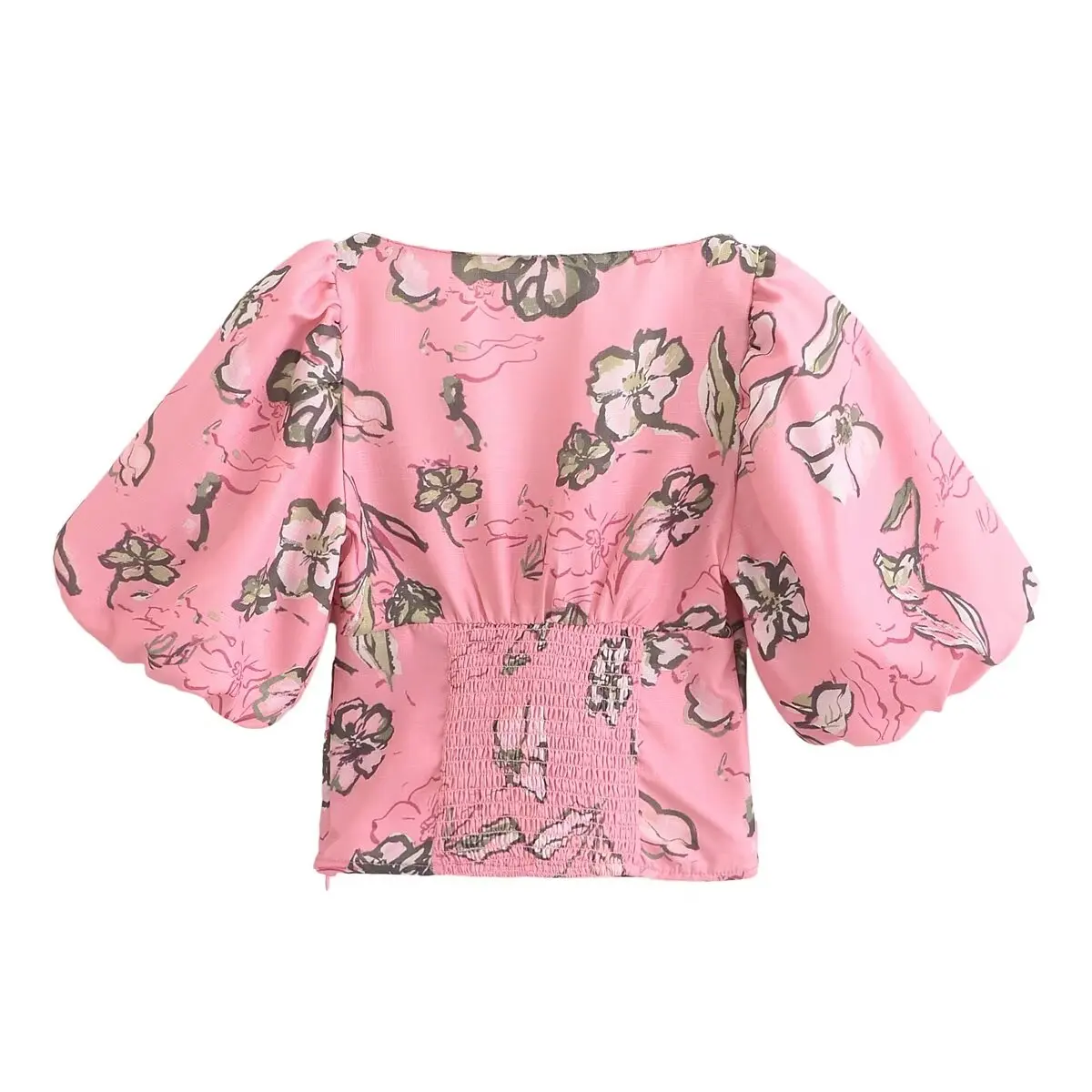 Faionable Mixed Media Printed Women's irt JNLEAOG Autumn New Sle Loose Fit ort Sve Square Collar Casual Top