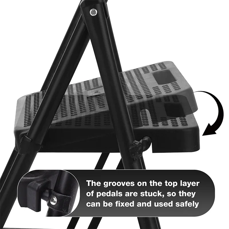 Safety Steps Ladder Lightweight Black Small Folding Step Ladders for Sale 3 Step Ladder