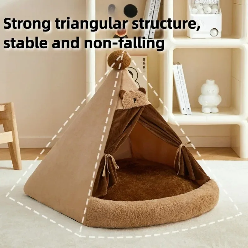

Autumn and Winter Cat House Anti-slip Enclosed Cats Bed Soft and Comfortable Dog Houses Not Easy Collapse Pet Supplies Products