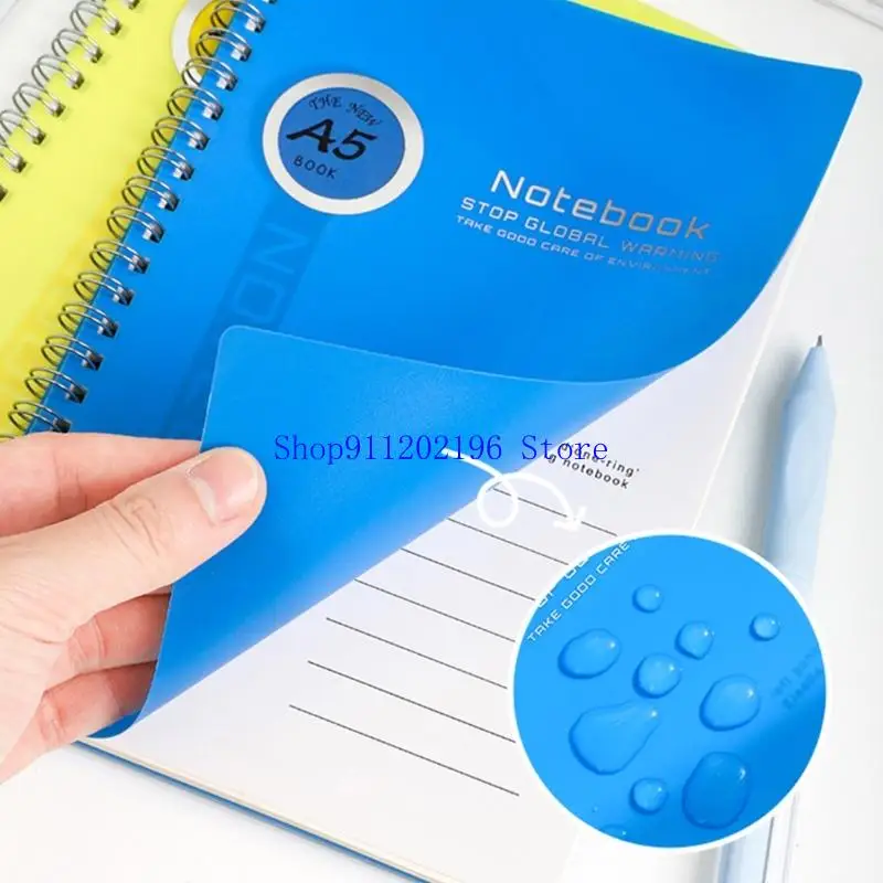 

P82A Twin Coil Binding Notebook 100 Pages Wide Lined 5.63x8.15Inch Portable Notepads with Waterproof Cover for School Office