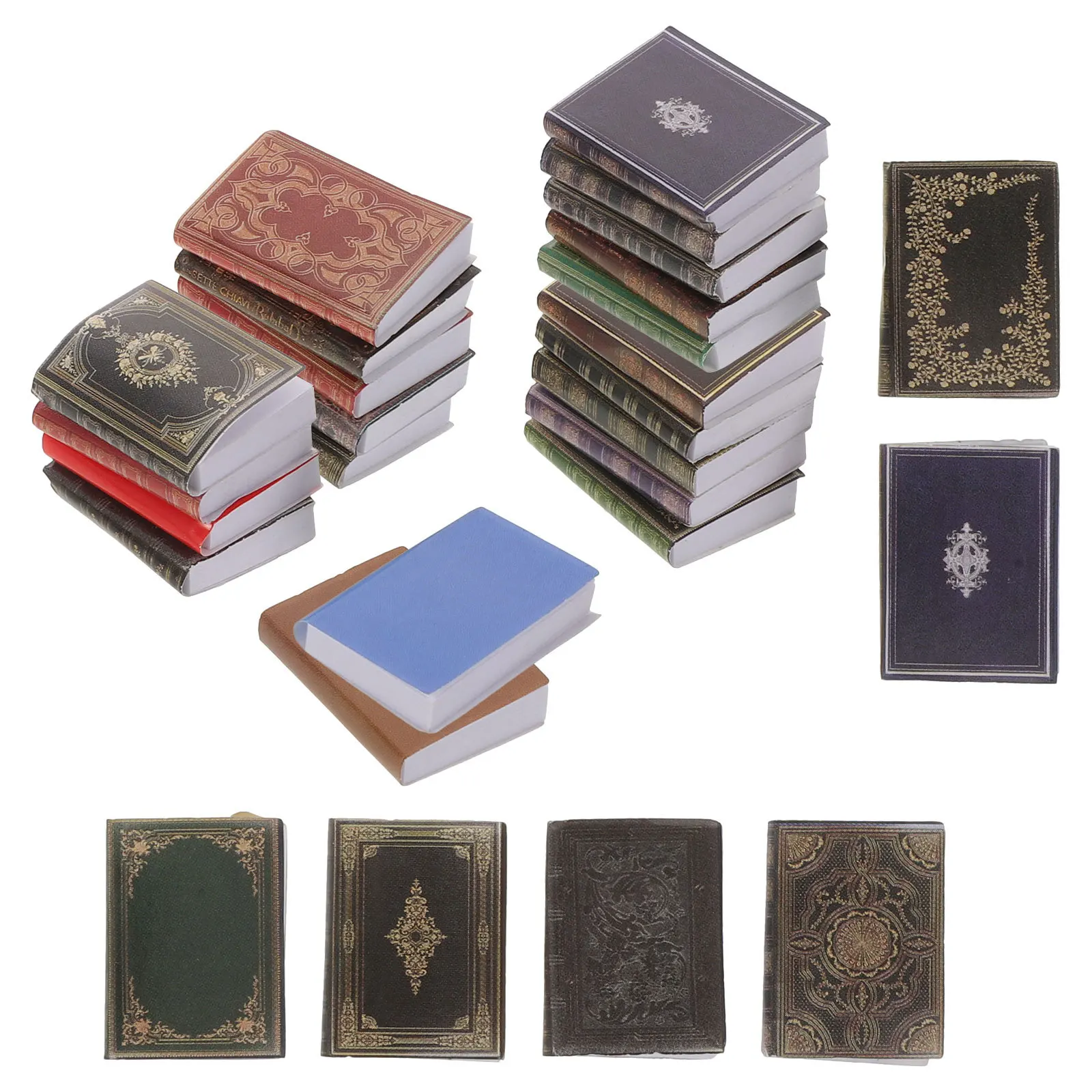 หนังสือจิ๋วสำหรับบ้านตุ๊กตา 27 เล่ม ขนาด 1:12 ชุดหนังสือจิ๋วสำหรับตกแต่งห้องนอนบ้านตุ๊กตา