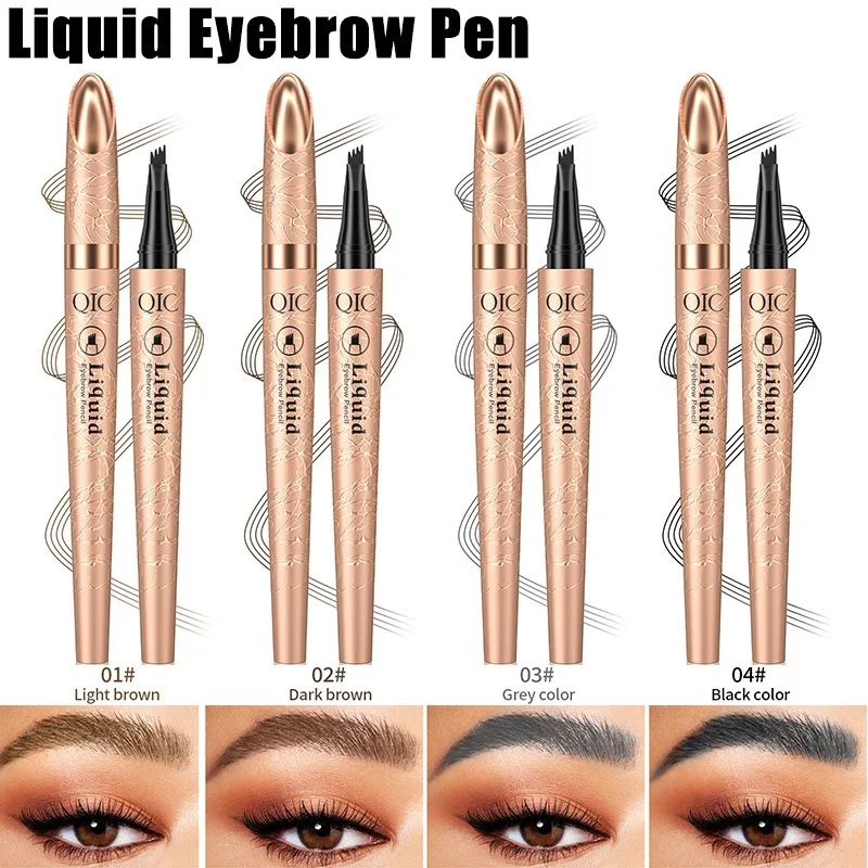 4 Claw Liquid Eyebrow Pen for Microblading Hair Like Strokes Waterproof Smudge Proof Sweat Resistant Long Lasting Brows Pencil