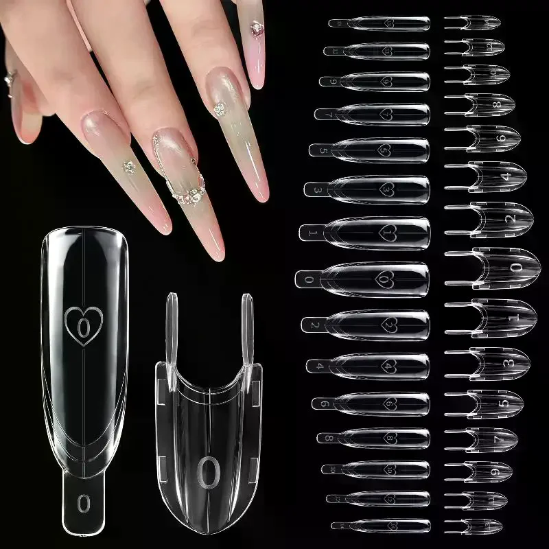 Nail Extension Form - サンドイッチデュアルネイルフォーム 120個入り 15サイズ ロケットシェイプ フルカバー トップ＆ボトムモールド
