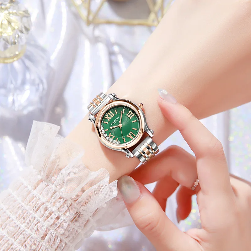 Korean style fashionable steel band women's watch, high-end luxury Roman quartz wristwatch, elegant ladies' watch.