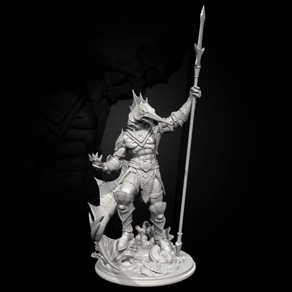 38mm 50mm 75mm Fantasy Swordfish Monster Resin Soldier White Model Unassembled and Uncolored Figurines Miniatures