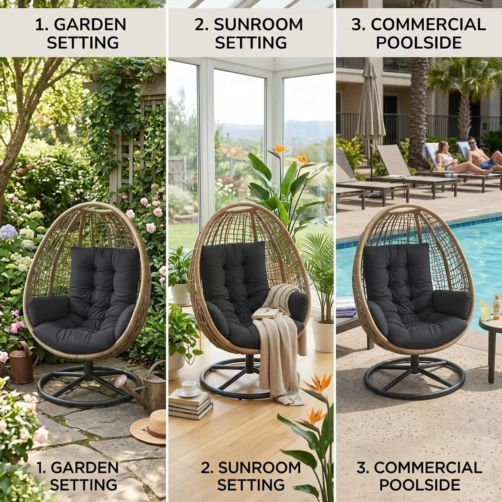 Egg Chair Cushion, Universal Soft Filling Swing Chair Cushio for Hanging Garden Chair, Bedrooms, Balcony