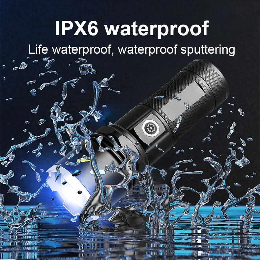 2025 Super Bright LED Torch Light Waterproof  Rechargeable Flashlights Ultra Powerful Flashlight Bring Camping Fishing Lights
