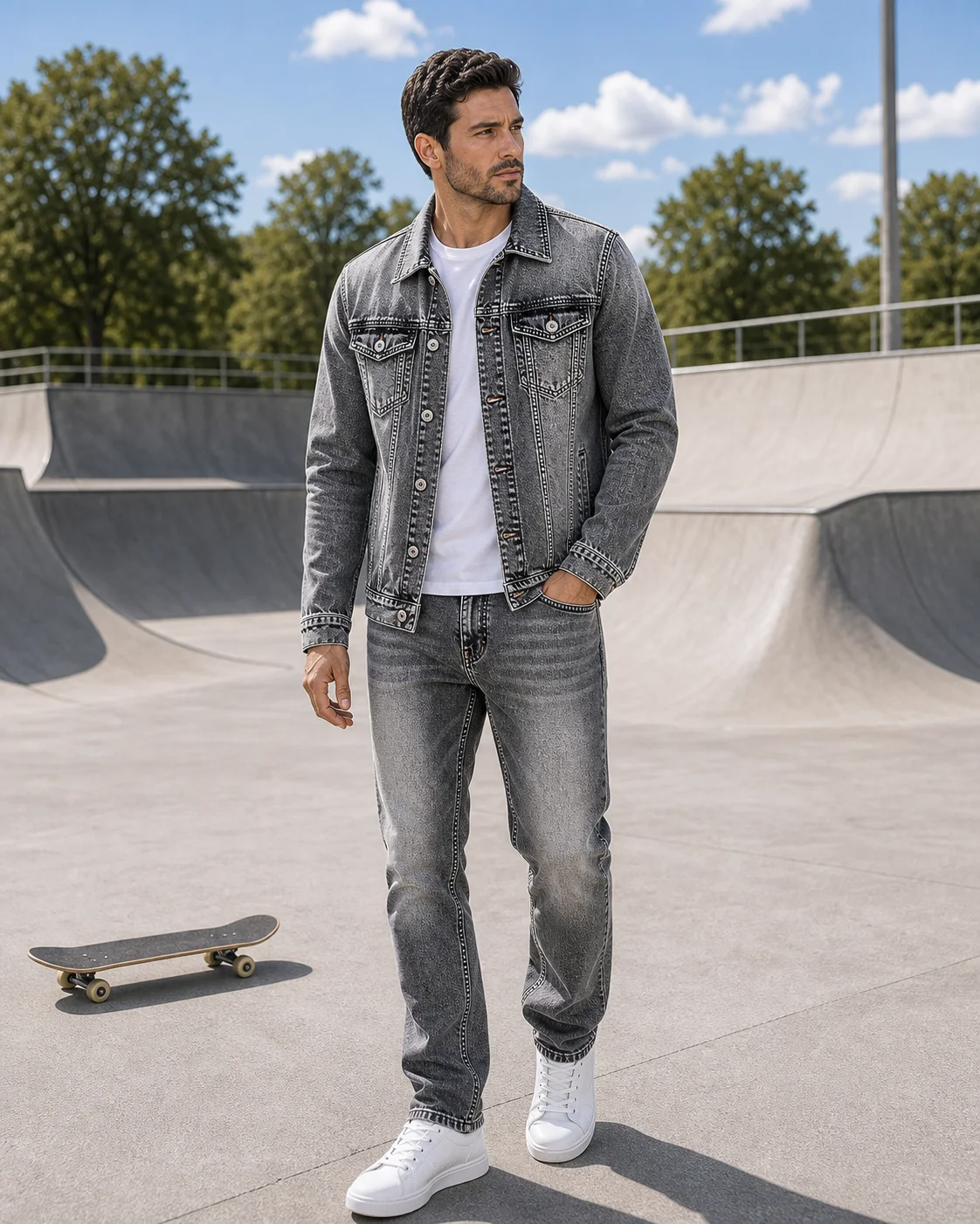 2026 Spring Autumn Men's Denim Suit Loose Korean Trendy Two-Piece Versatile Outerwear Casual Jacket Denim Sets