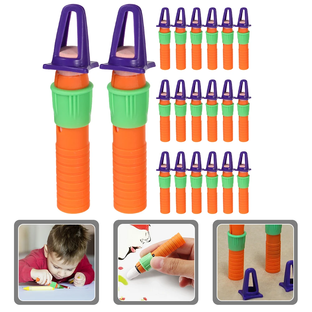 

20 Pcs Crayons Oil Pastel Extender Pencil for Artists Extenders Colored Pencils Holder Plastic Cap Blending Tools Toddler