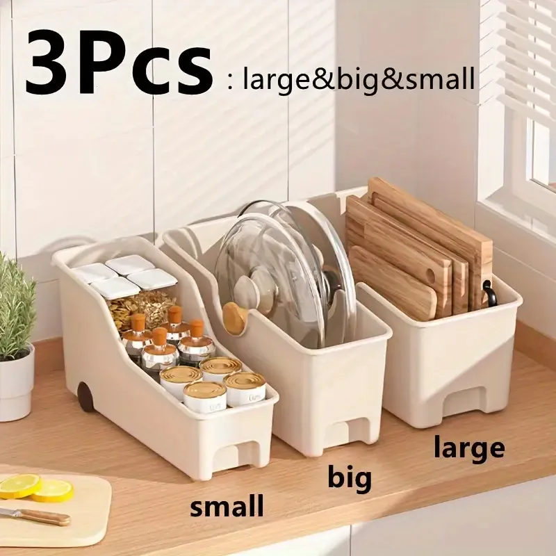 

3pcs Kitchen Cabinet Organizer, Household Refrigerator Drawer-Type Storage Box, Multifunctional Snack And Sundries Finishing Box